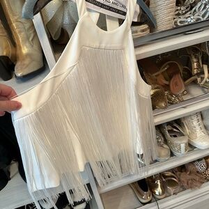 Parker White Fringe Crop Top